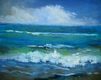 Seascape Oil Painting, Daily Painting, Small Oil Painting, "Offshore Storm" by Carol Schiff, 9x12" Oil