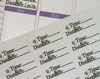 24 Distance and Miles Running Stickers, Fits Erin Condren Planner, Stickers, Exercise Stickers