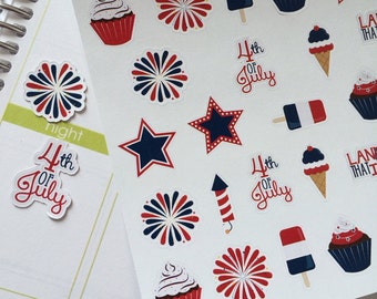 July 4th Planner Stickers Holiday Stickers