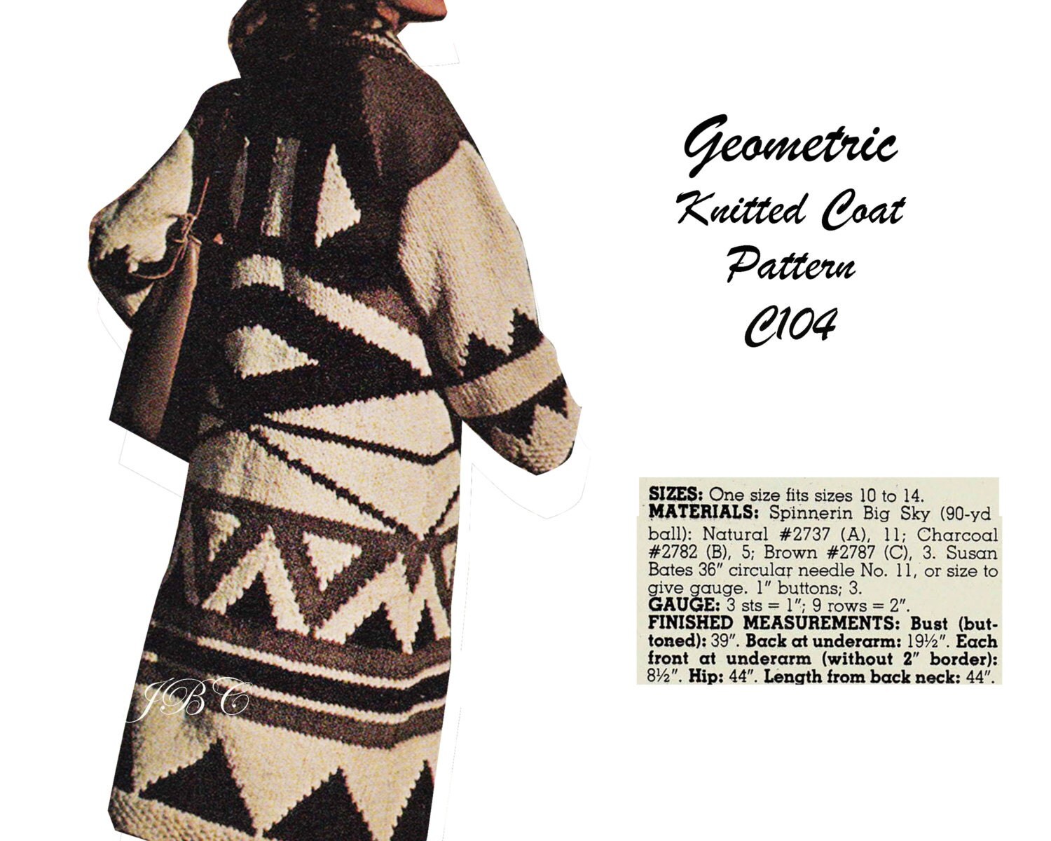 Geometric Knitted Coat Pattern Coat Knitting Pattern Vintage