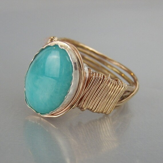 Amazonite Ring Amazonite Gemstone Ring Gold Filled by yifatbareket