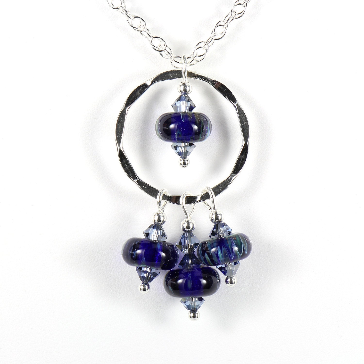 Lampwork glass chandelier necklace