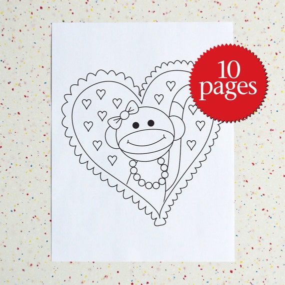 valentine monkey coloring pages - photo #29