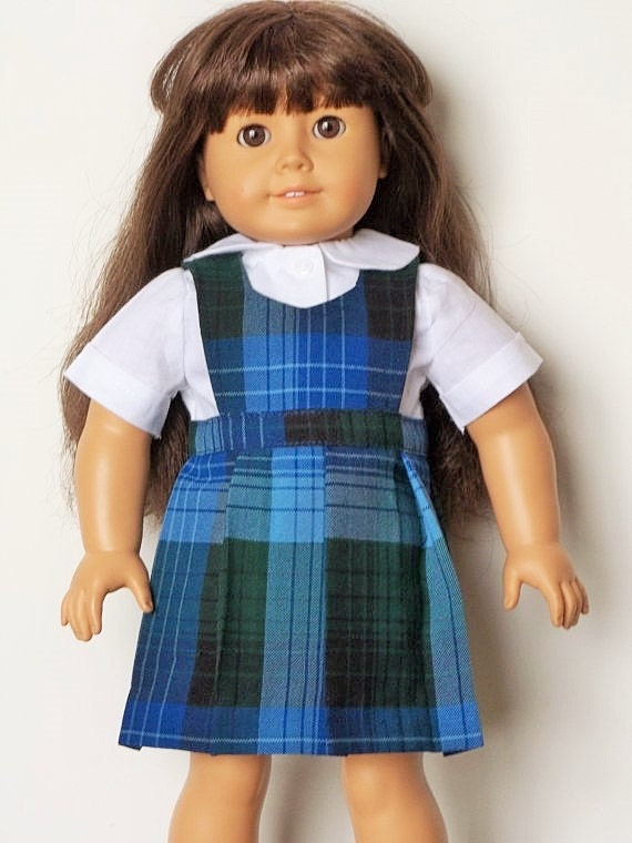Plaid school uniform with blouse fits American Girl by SewQT