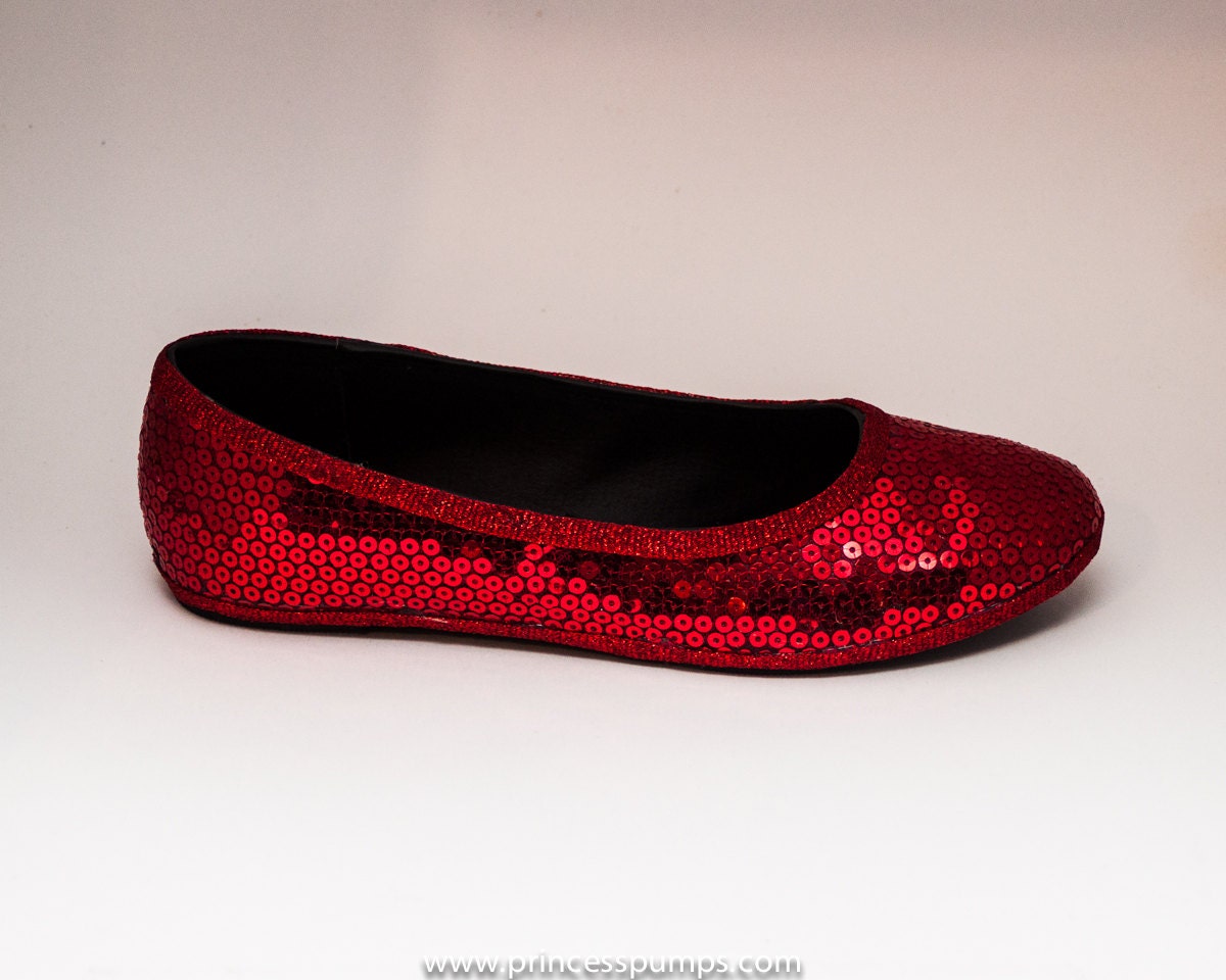 Sequin Red Ballet Flats Slippers Shoes by by princesspumps on Etsy