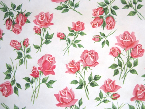 Vintage T Wrap Pink Roses Wrapping Paper Full Unused Sheet 7666