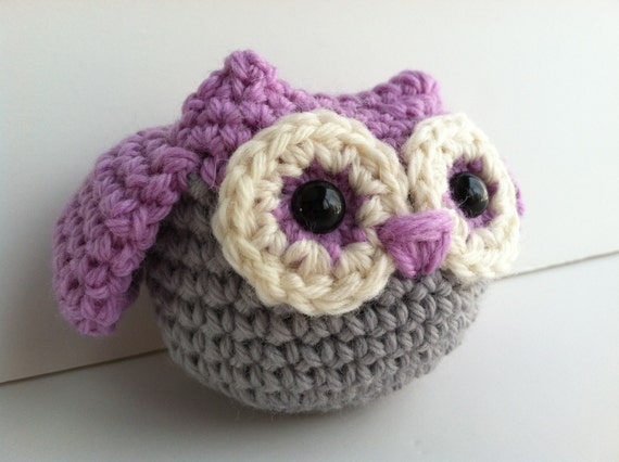 crochet owl toy pattern Amigurumi Gift Nursery Owl  Toy Plush Shower Mist Crochet Baby Lilac