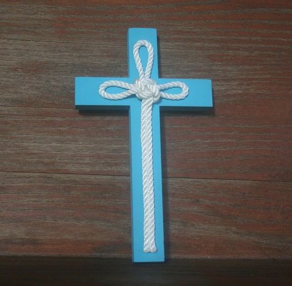 Items similar to Coastal decor, Nautical cross, Sailors Cross, Blue Cross, Rope Cross, Wood