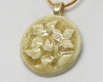 Sandy Beige Floral Porcelain Necklace