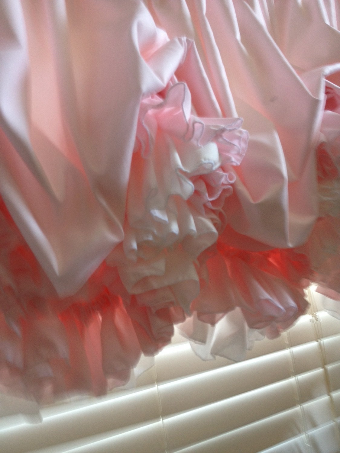 Blush Pink Double Ruffle Balloon Valance Curtain