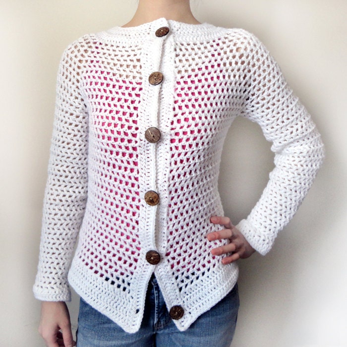 Mesh Cardigan Sweater 9 Sizes PDF Crochet Pattern