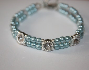 Crystal Blue Swavorski Pearl Bracelet