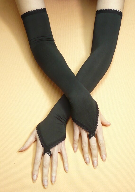 Items similar to Long Finger Loop Gloves, Gothic Evening Armwarmers