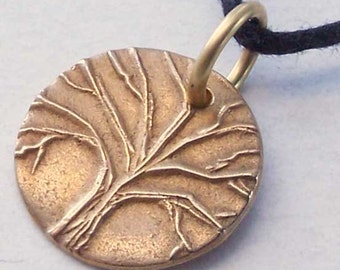 Bronze Tree of Life Necklace, Tree Pendant, Tiny Tree Disc, For Her Wife, 8th Anniversary Gift, Petite jewelry, Bestie Jewelry, BFF Gift