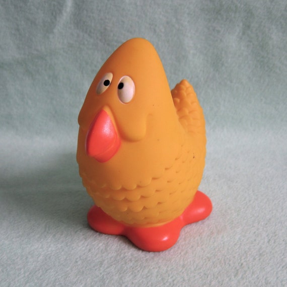 1970s Yellow Bird Rubber Toy plastic rubber toy squeak by amccahon