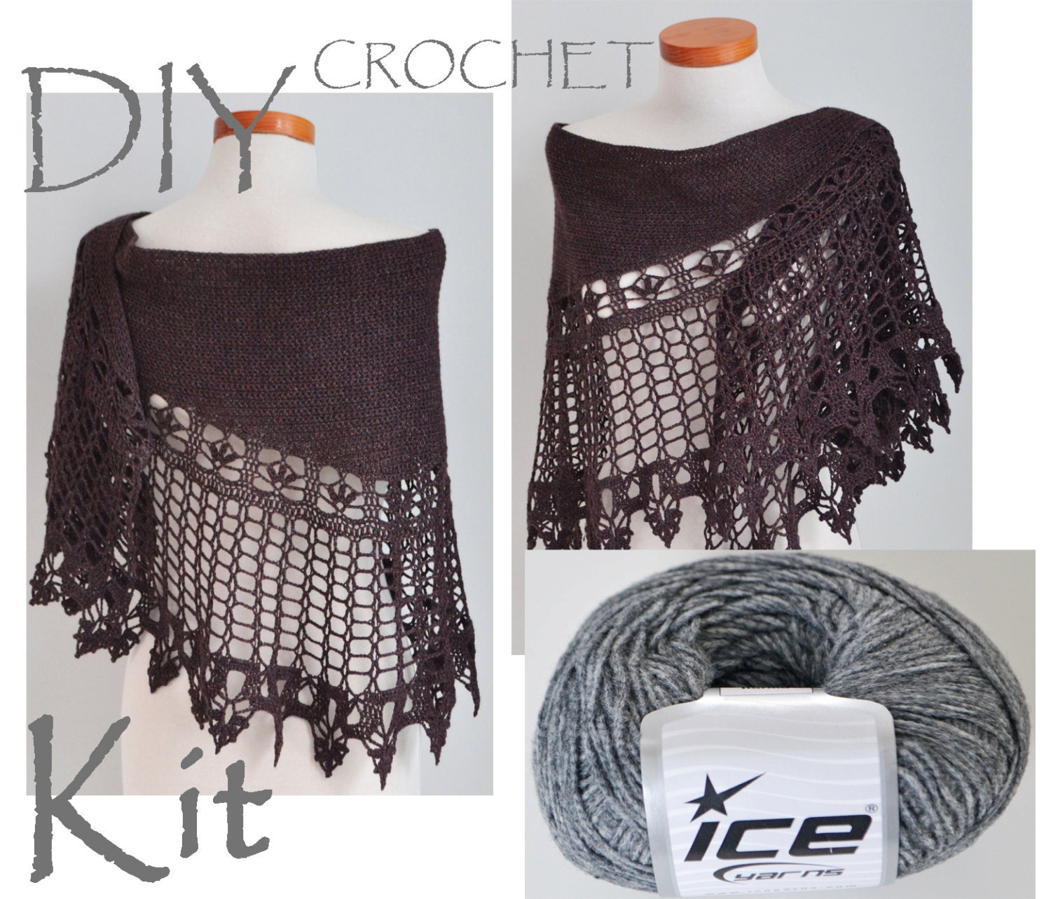 DIY Crochet Kit Crochet shawl kit Ilvy Sammy by BernioliesDesigns