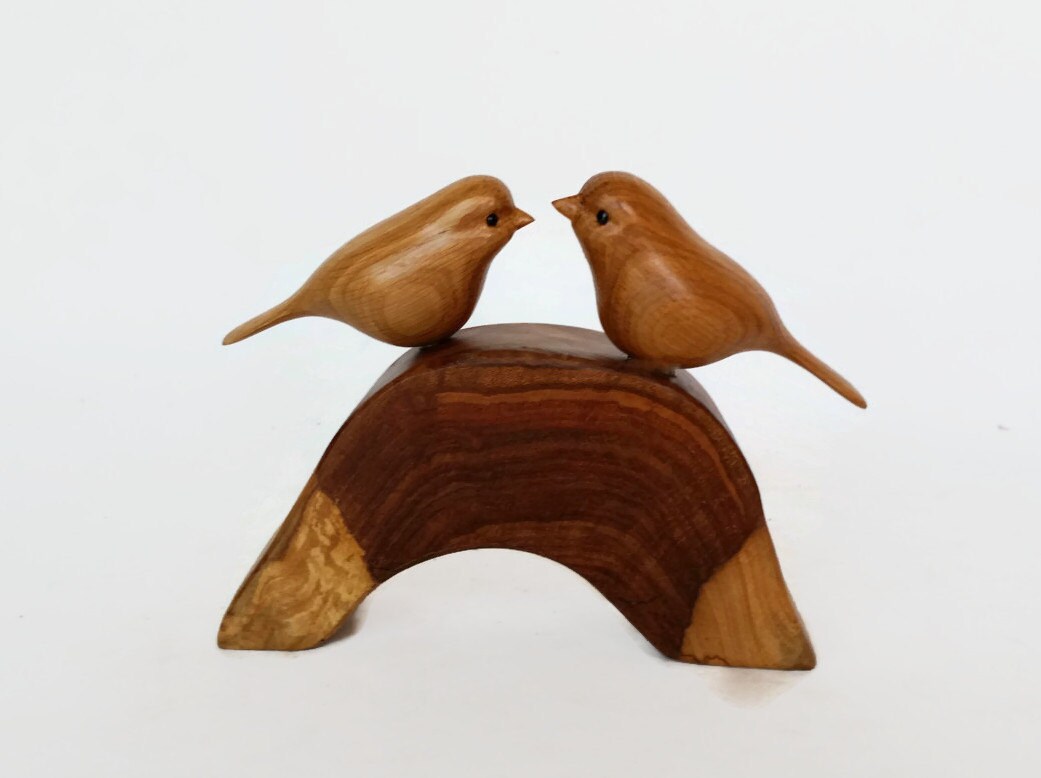 Love birds wood carving 5th anniversary gift by NorthwoodsCarvings