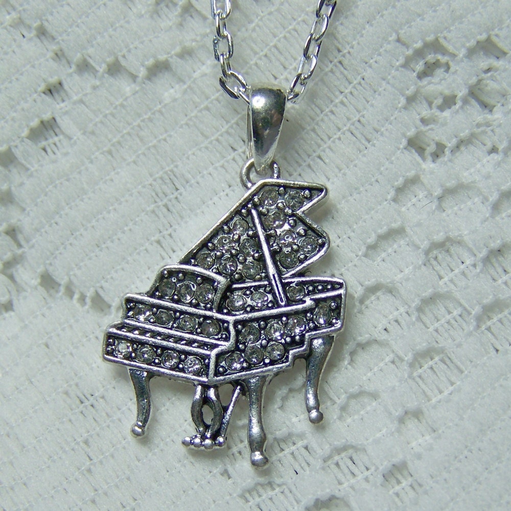 PIANO Necklace Piano Pendant Crystal Piano Liberace Style