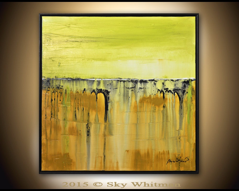 Framed Square Painting Original Abstract Art Modern Textured