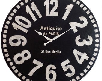 Large Wall Clock 30 inch Murillo PARIS - Black tuscan antique style big french style numbers