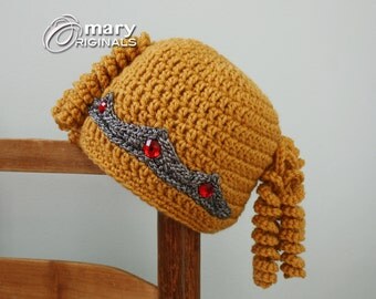 Princess Hat, Princess Crown, Crochet Beanie, Blonde Wig Hat, Halloween Costume, Dress Up Clothing, Girls, Women, Holiday Gift, Winter Hat