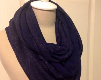Navy with Gold Knit Infinity Scarf
