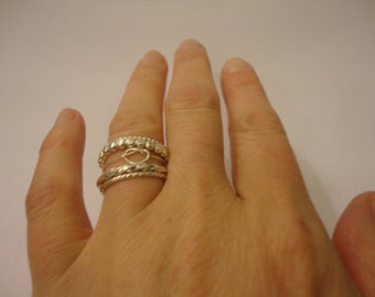 Items similar to Set Of Five Sterling Silver Stack Rings Plus