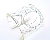 Black and Clear Eco Resin Cuff. Minimalist Resin Jewelry with Natural Horse Hair Filament. Graphic Resin Bracelet  Engraved Personalize Gift