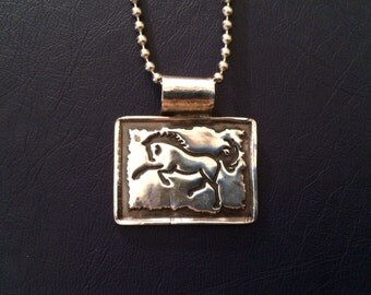 Ready To Ship - 10% Off - LAST Pendant -Wearable Art - Horse Play "Striking" Sterling Pendant Necklace- Original Art Depicting Horse Playing