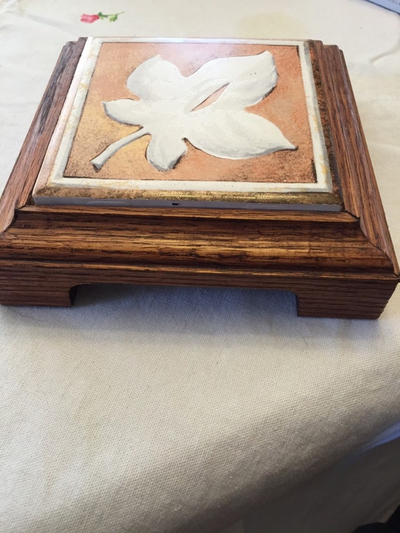 Handmade Tile Trivet with Wooden Base by Kjcutezie on Etsy