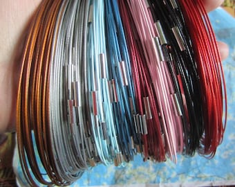 50pcs(more than 10 colors) NEW NEW NEW 18 inch 1mm assorted stainless steel necklace cords/wires with stainless steel magnet clasps