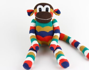 Christmas Gift Handmade Original Sock Monkey Stuffed Animal Doll Baby Toys New Year Gift