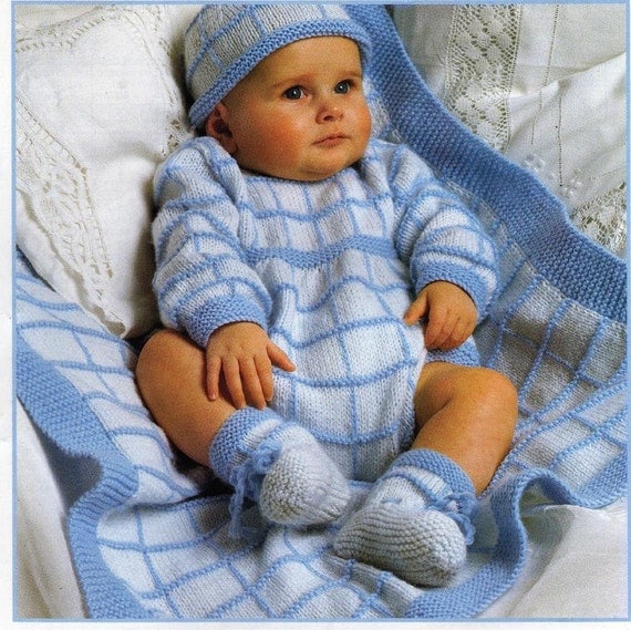 Knitting PATTERN Baby Romper Suit Booties/BooteesHat by ...