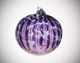 HAND BLOWN GLASS Christmas Ornament Suncatcher Ball Violet