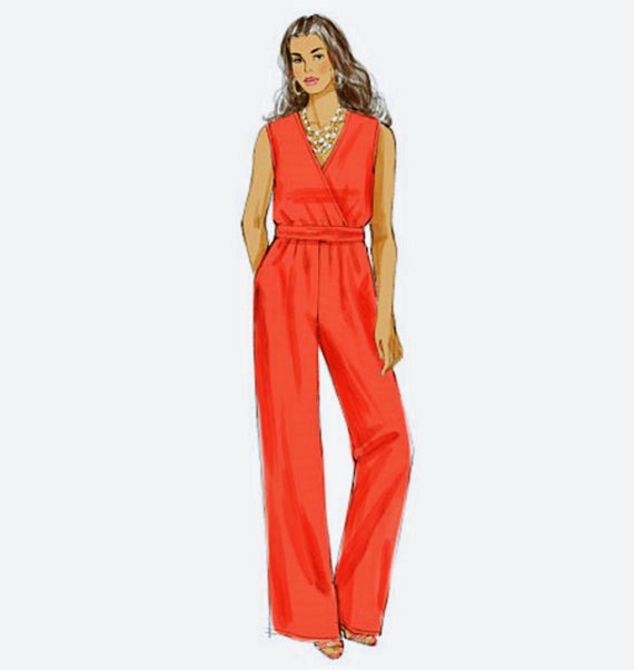 Jumpsuit Patterns For Ladies | ladies jumpsuit pattern mock wrap dress pattern unlined by Jumpsuit Patterns For Ladies | ladies jumpsuit pattern mock wrap dress pattern unlined by