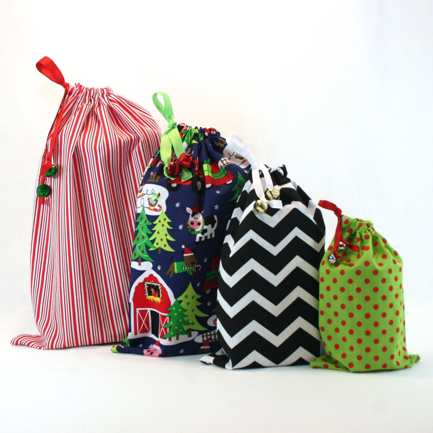 christmas fabric gift bags set of 4 by blueagavestudio on etsy christmas fabric gift bags set of 4 by blueagavestudio on etsy