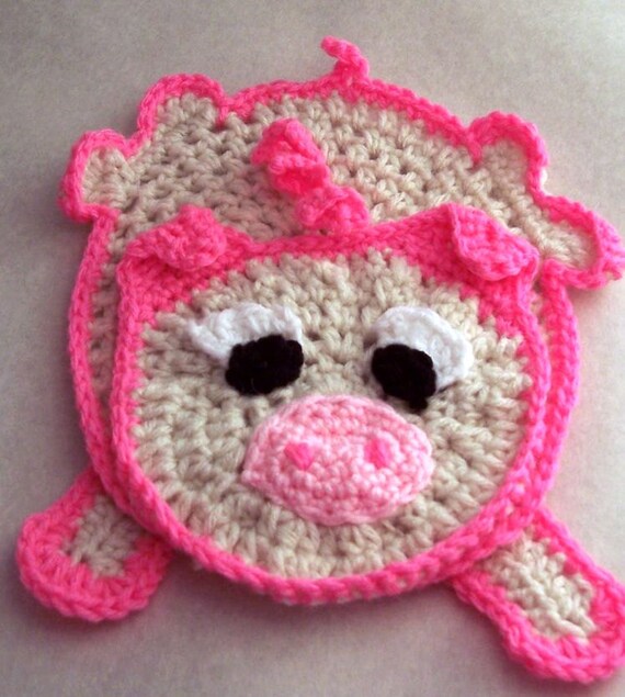 Crochet Pig Potholder Potholder Hot Pad Kitchen Decor