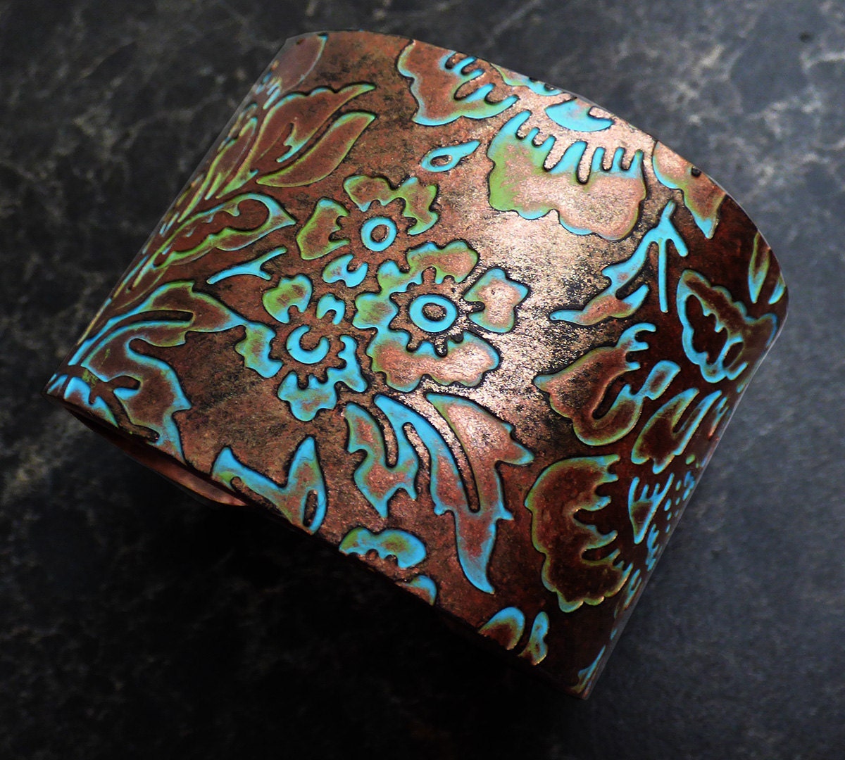 Blossoms polymer clay cuff bracelet