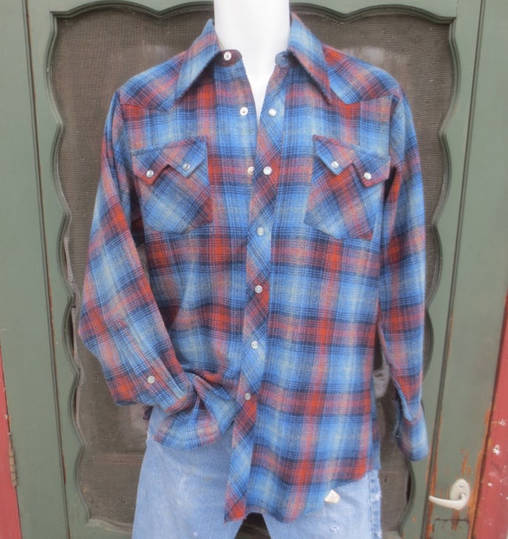 Vintage H Bar C Ranchwear Shadow Plaid Western Shirt-Cowboy