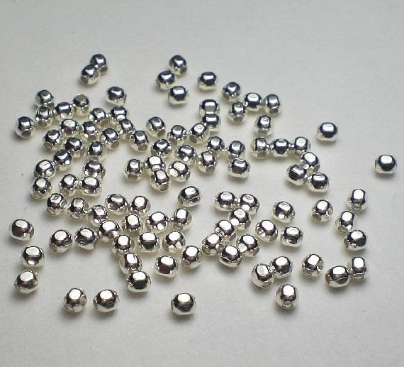 4mm Sterling Silver Beads Faceted Round 30 pcs. S-154