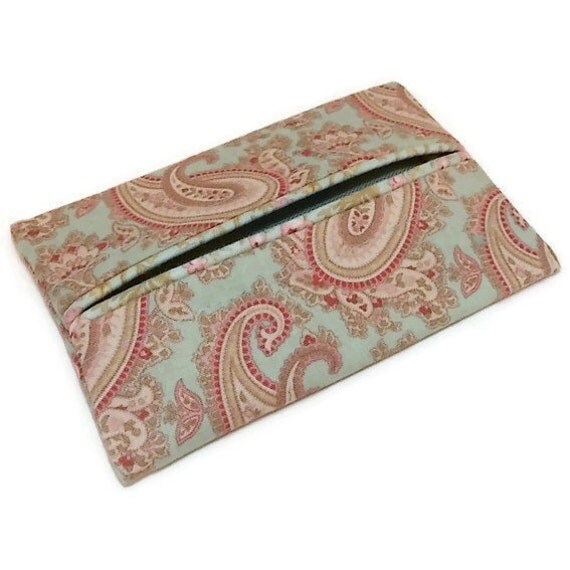 Purse Tissue Holder Mint Green Paisley Kleenex Holder