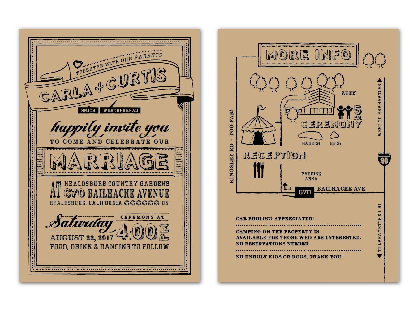 Chalky Quirky kraft eco wedding invitation chalkboard hand