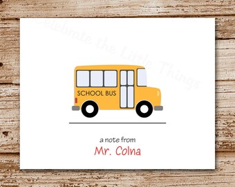 Items similar to School bus/ teacher NOTE CARDS Printable file on Etsy