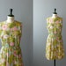 Vintage dress. 1960s floral print dress. Pleated skirt dress