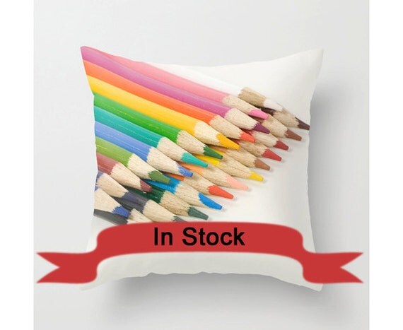 Photo Pillow Cover, 16quot; Colored Pencils Cushion Case, Gift for Artists 