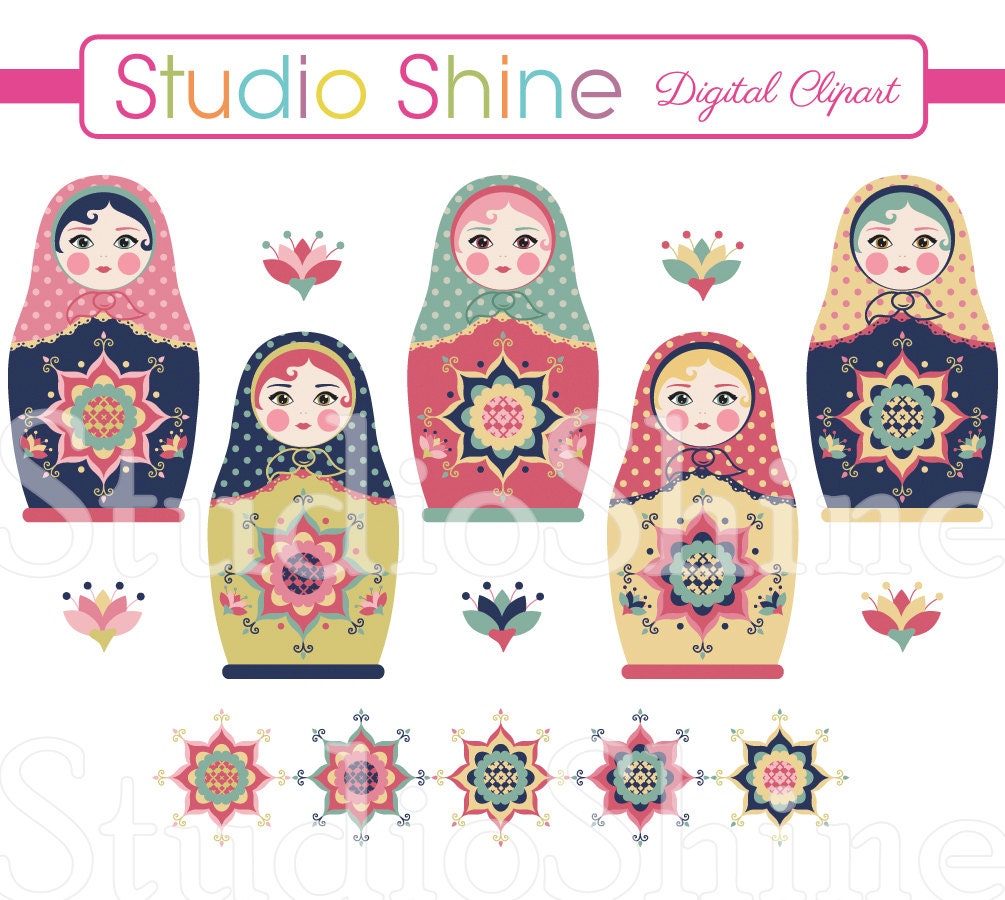 Russian Doll Clipart Beautiful Digital Clip Art Matryoshka