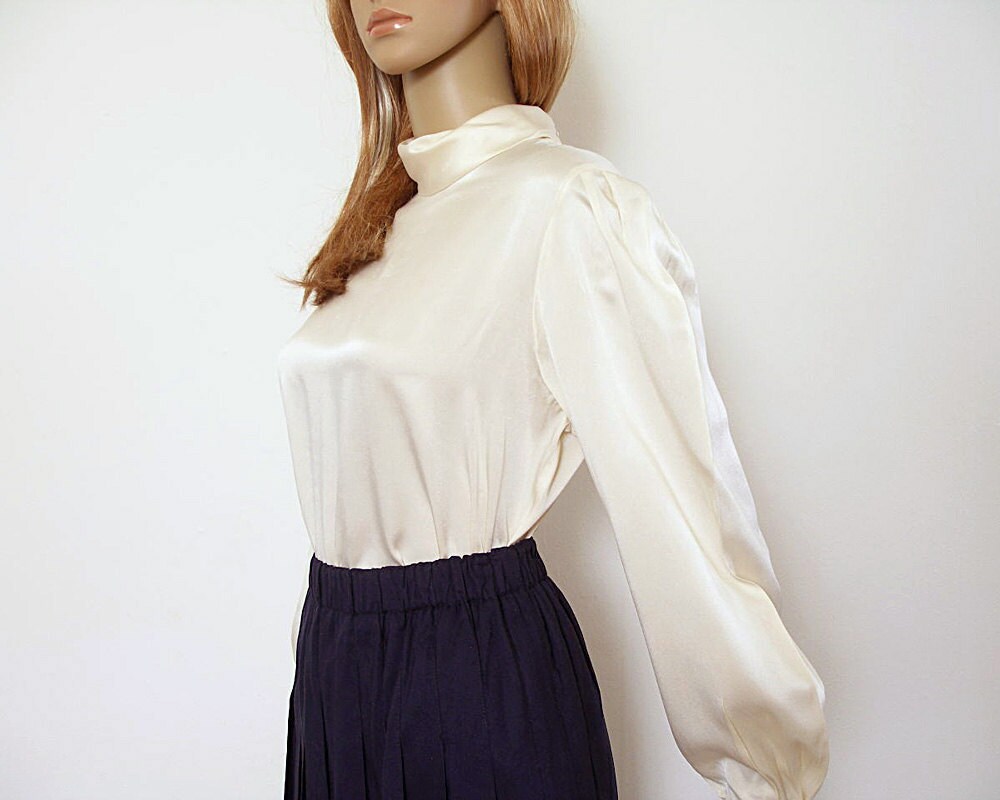 silk satin turtleneck blouse