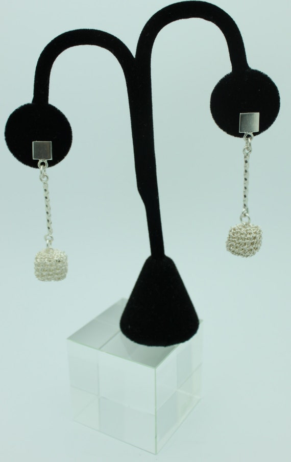 Items similar to Silver Thread Dangling Earrings (Push Backs) on Etsy