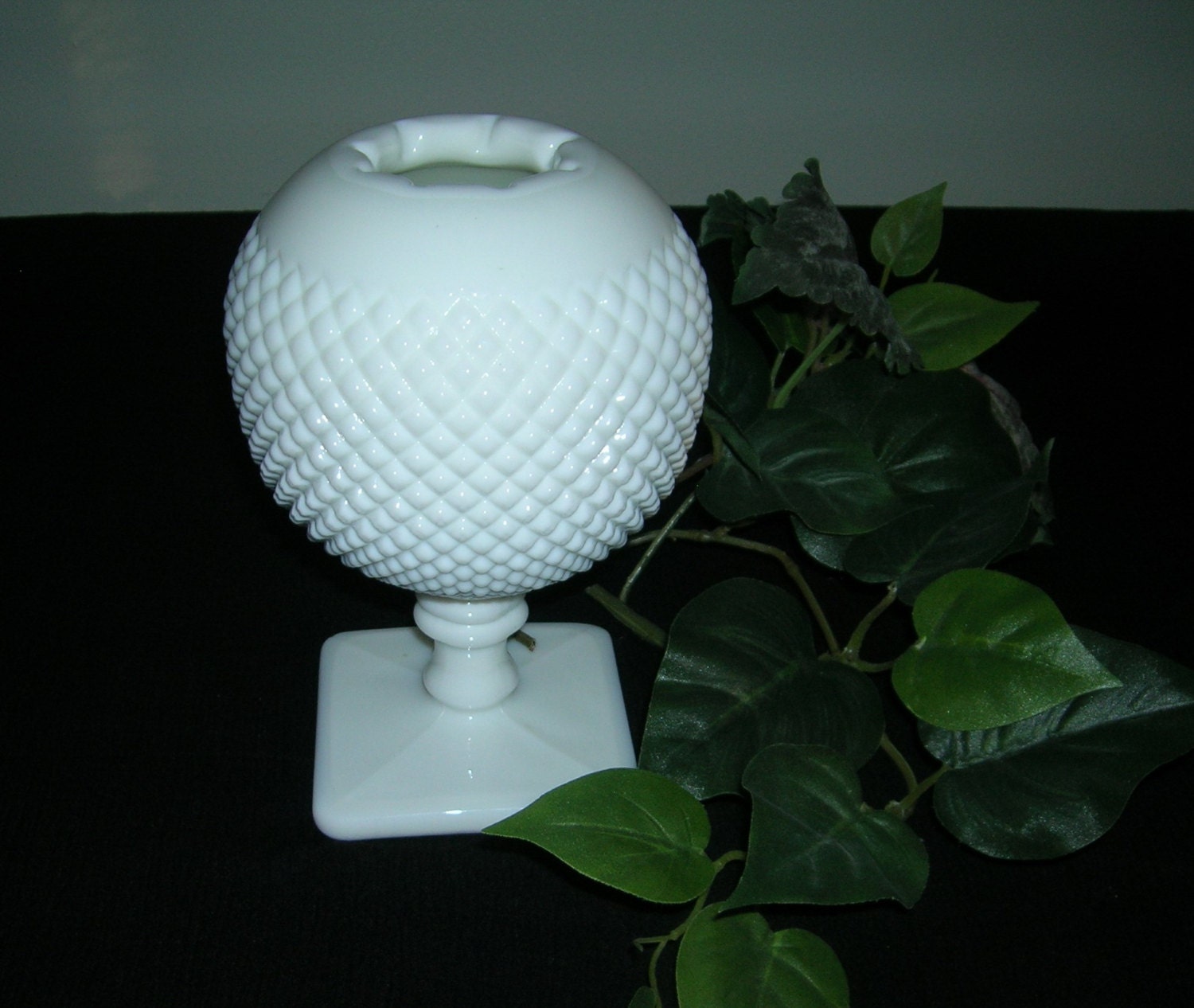 Vintage Westmoreland Milk Glass Footed Ivy Ball Vase by Milkwhite