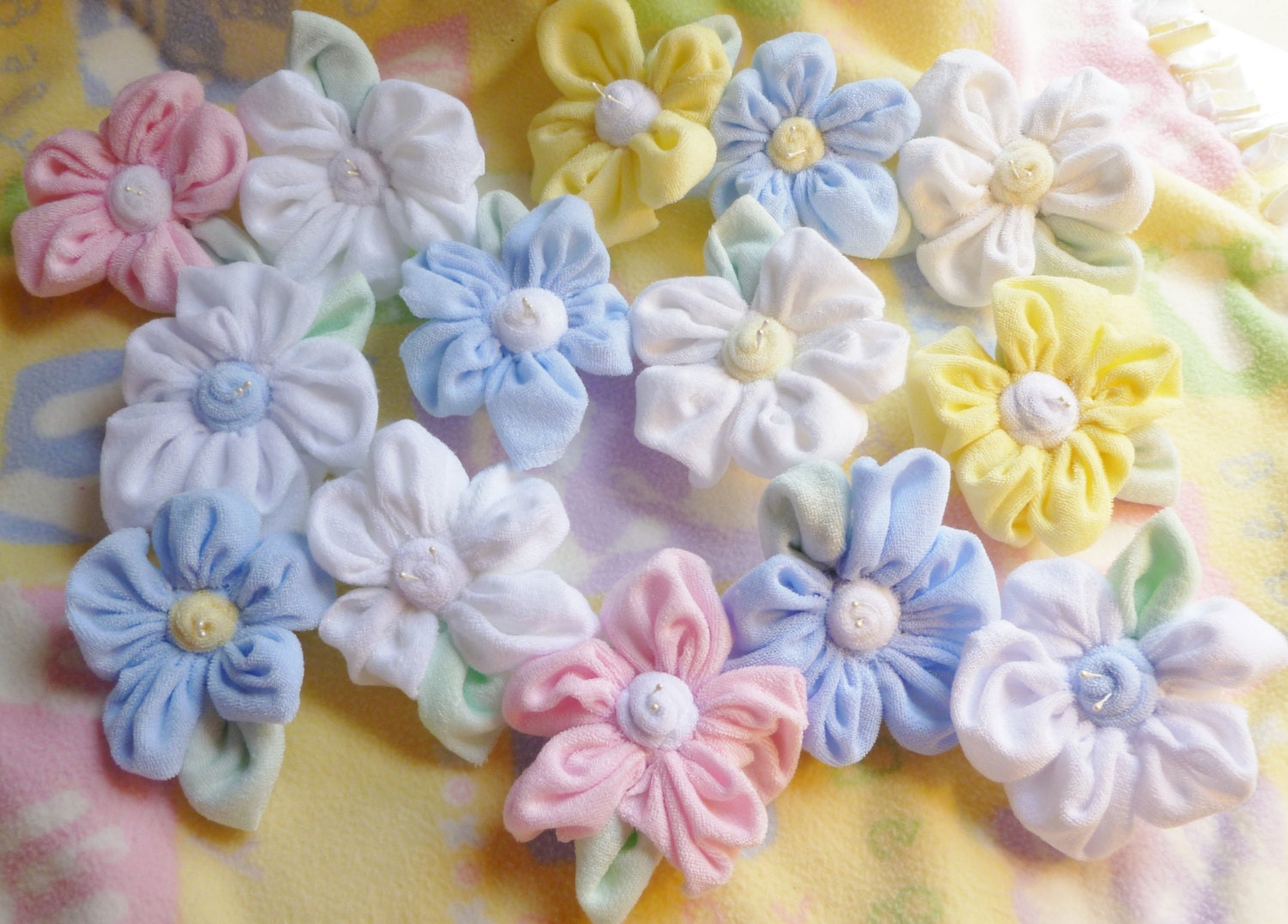 Baby Washcloth Flowers..Made from 3 Baby Washcloths...Baby